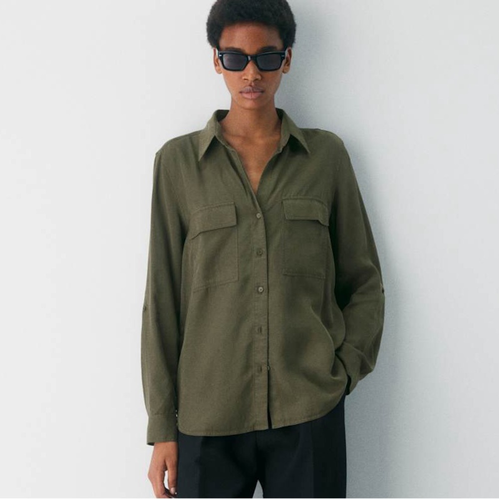 Babaton Olive Button Down Shirt